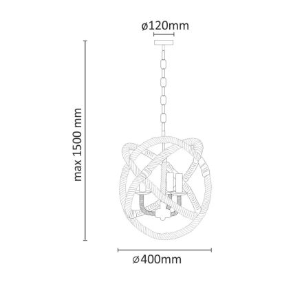 LED Lestenec na verigi ROPE GLOBO 3xE14/4,3W/230V