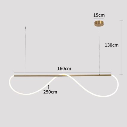 LED lestenec na vrvi MELECA LED/36W/230V 3000/4000/6000K 160 cm zlata