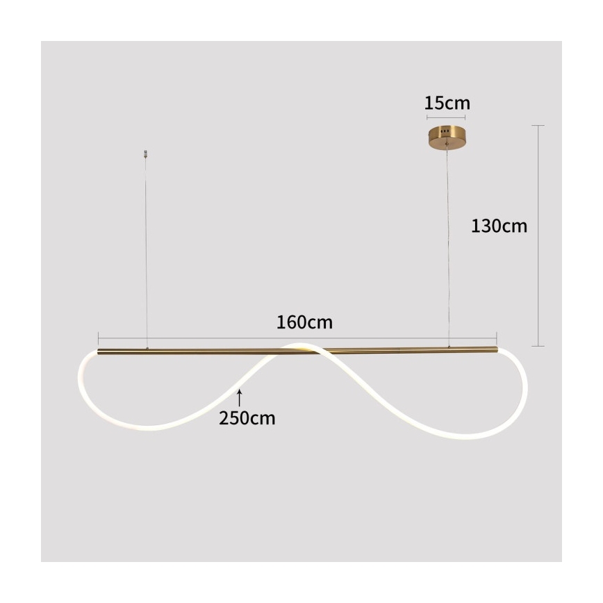 LED lestenec na vrvi MELECA LED/36W/230V 3000/4000/6000K 160 cm zlata