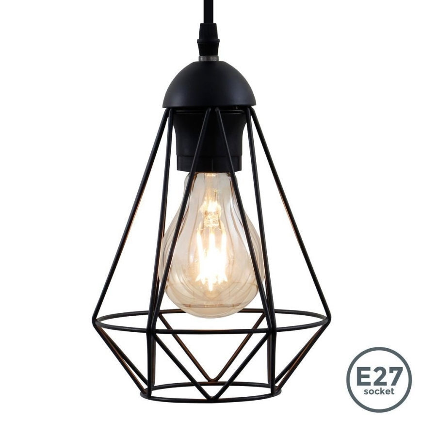 LED lestenec na vrvici 1xE27/6,5W/230V 2500K črna