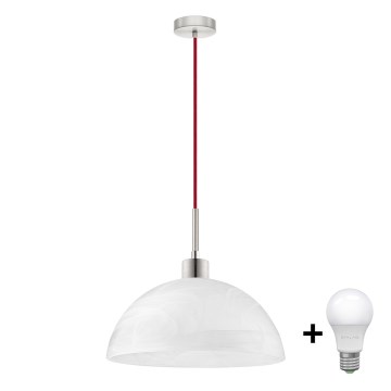 LED lestenec na vrvici 1xE27/60W/230V bela/rdeča