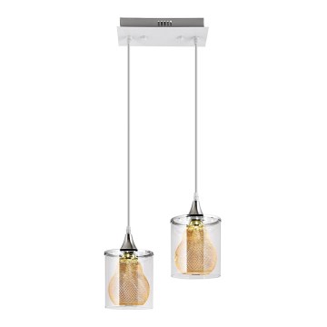 LED Lestenec na vrvici 2xLED/5W/230V bela/prozorna