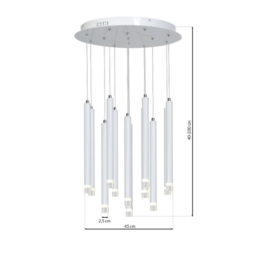 LED Lestenec na vrvici ALBA 12xLED/1W/230V bela