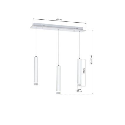 LED Lestenec na vrvici ALBA 3xLED/15W/230V bel
