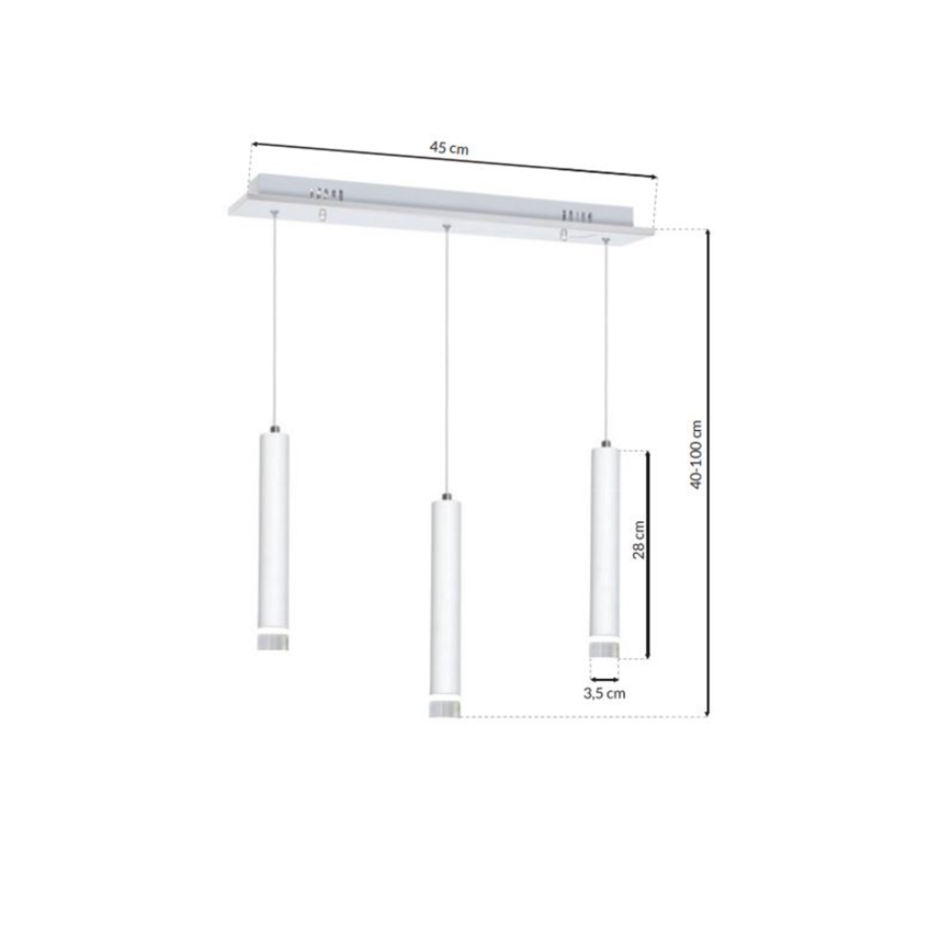 LED Lestenec na vrvici ALBA 3xLED/15W/230V bel