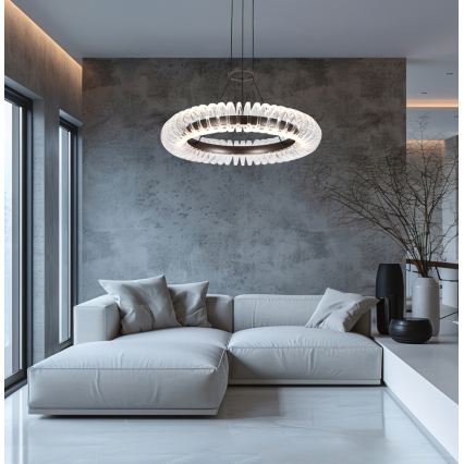 LED lestenec na vrvici ALBA LED/39W/230V siva/prozorna
