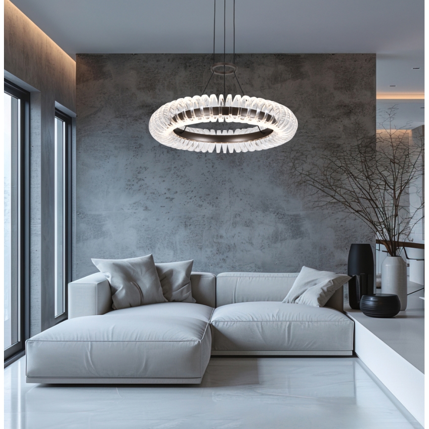LED lestenec na vrvici ALBA LED/39W/230V siva/prozorna