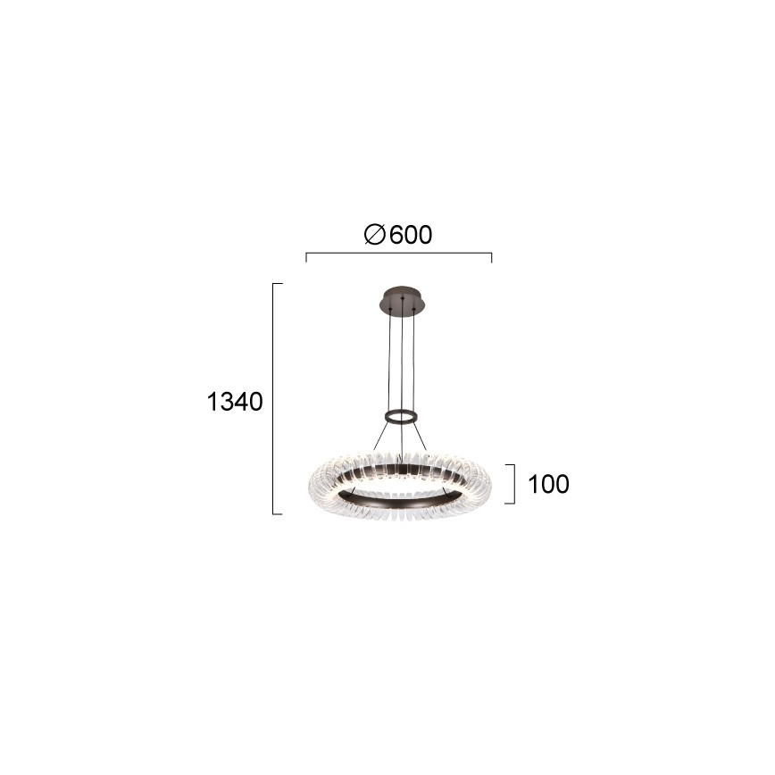 LED lestenec na vrvici ALBA LED/39W/230V siva/prozorna