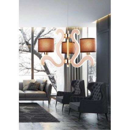 LED Lestenec na vrvici AMBROSIA 3xE14/40W/230V + LED/18,4W baker