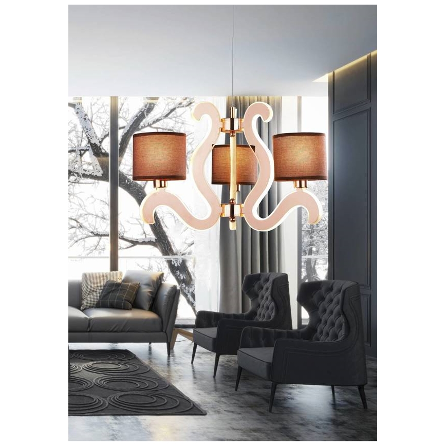 LED Lestenec na vrvici AMBROSIA 3xE14/40W/230V + LED/18,4W baker
