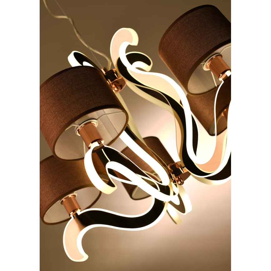 LED Lestenec na vrvici AMBROSIA 5xE14/40W/230V + LED/43W baker