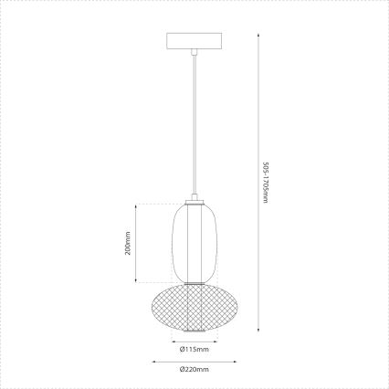 LED Lestenec na vrvici ARAME LED/15W/230V pr. 22 cm črna