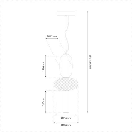 LED Lestenec na vrvici ARAME LED/23W/230V pr. 22 cm črna