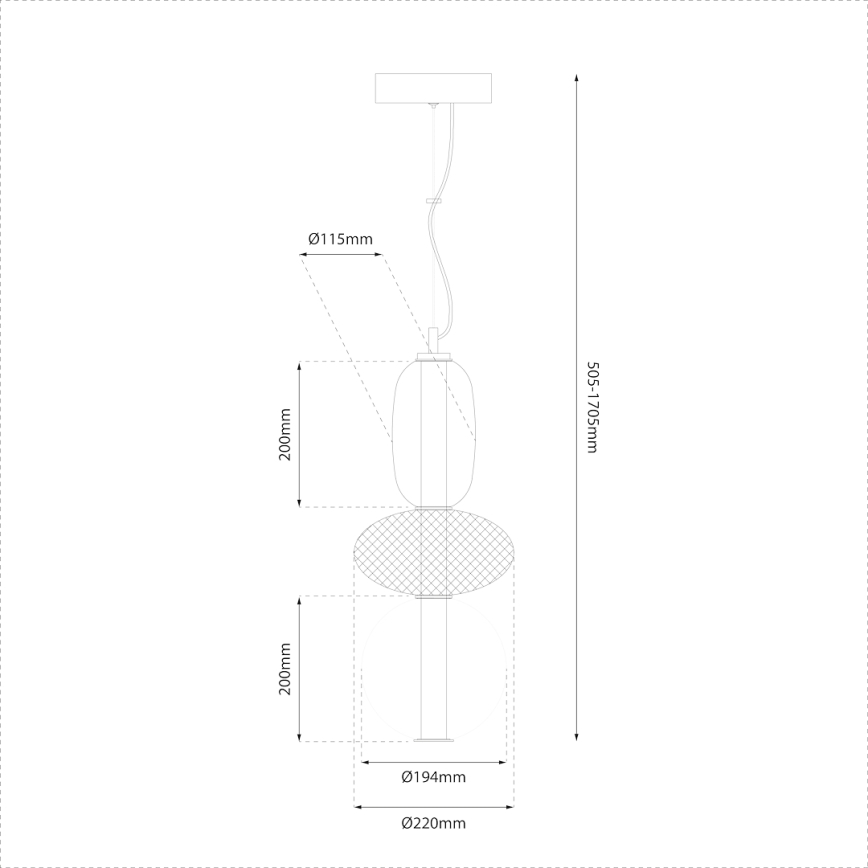 LED Lestenec na vrvici ARAME LED/23W/230V pr. 22 cm črna