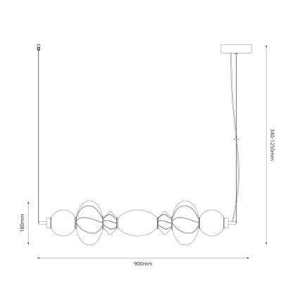 LED Lestenec na vrvici ASCOLI LED/24W/230V barven