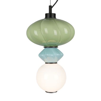 LED Lestenec na vrvici ASCOLI LED/8W/230V pr. 20 cm zelena/modra