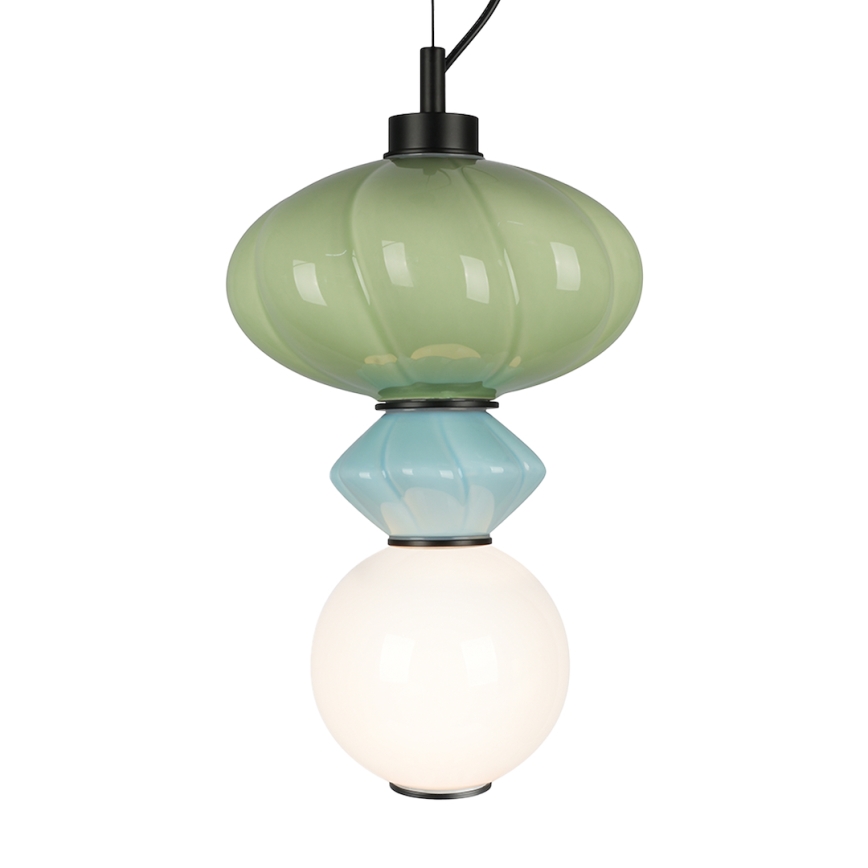 LED Lestenec na vrvici ASCOLI LED/8W/230V pr. 20 cm zelena/modra