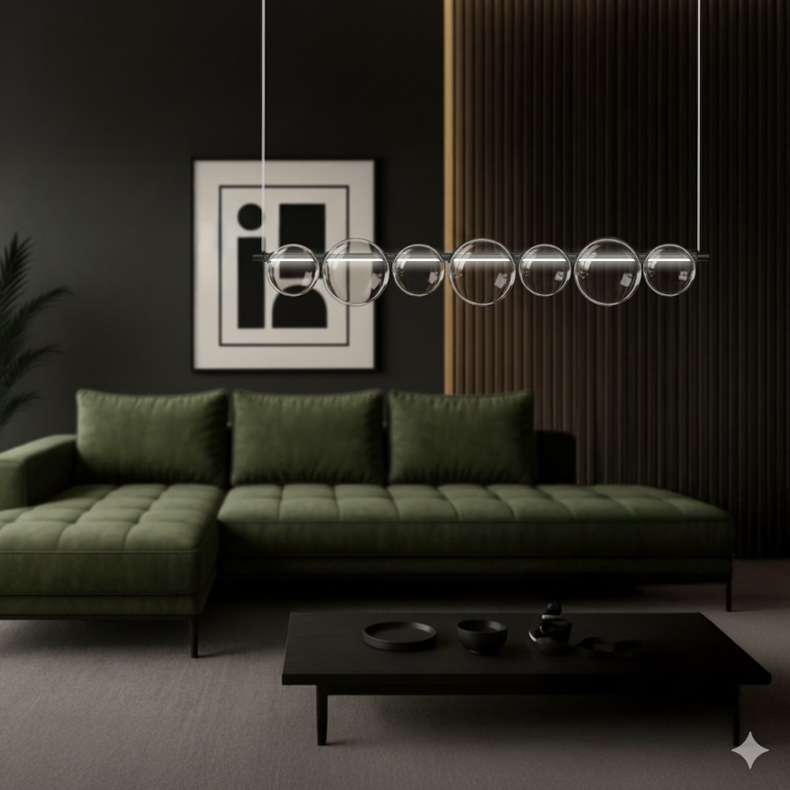 LED lestenec na vrvici ATOLA LED/19W/230V črna/prozorna