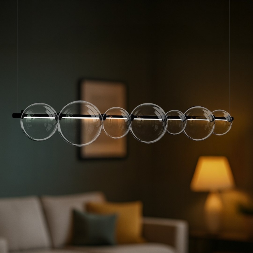 LED lestenec na vrvici ATOLA LED/19W/230V črna/prozorna