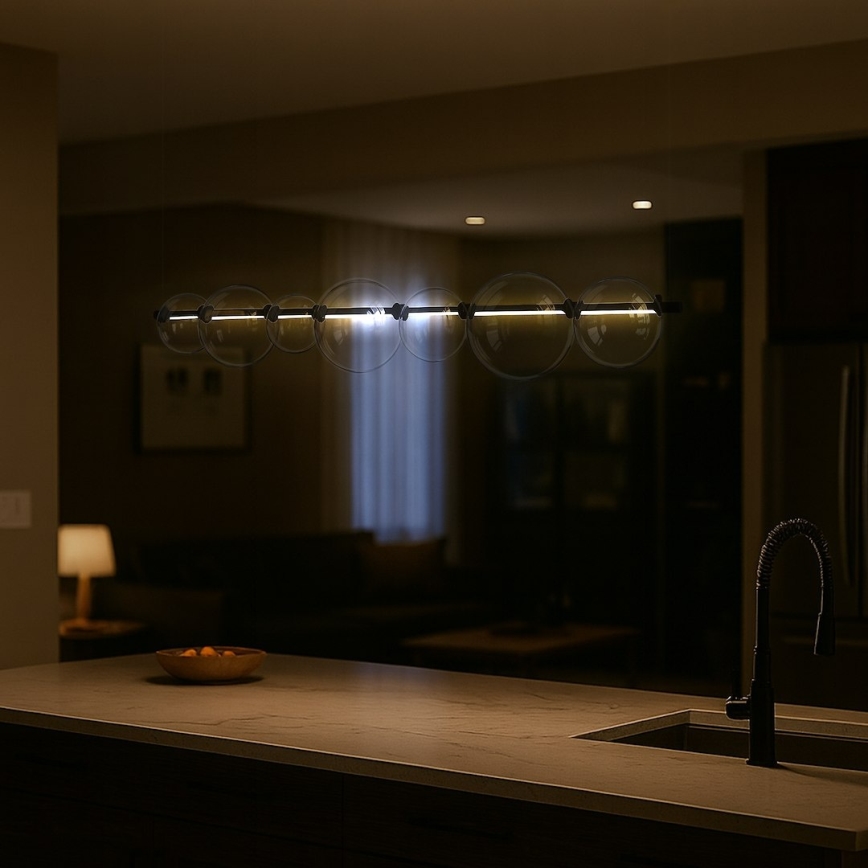 LED lestenec na vrvici ATOLA LED/19W/230V črna/prozorna