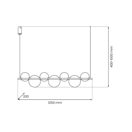 LED lestenec na vrvici ATOLA LED/19W/230V črna/prozorna