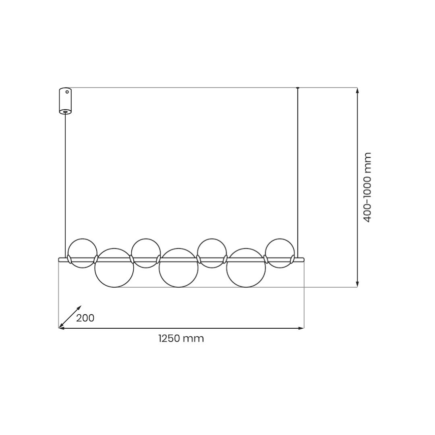 LED lestenec na vrvici ATOLA LED/19W/230V črna/prozorna
