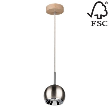 LED Lestenec na vrvici BALL WOOD 1xGU10/5W/230V mat hrast - FSC certifikat