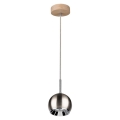 LED Lestenec na vrvici BALL WOOD 1xGU10/5W/230V mat hrast