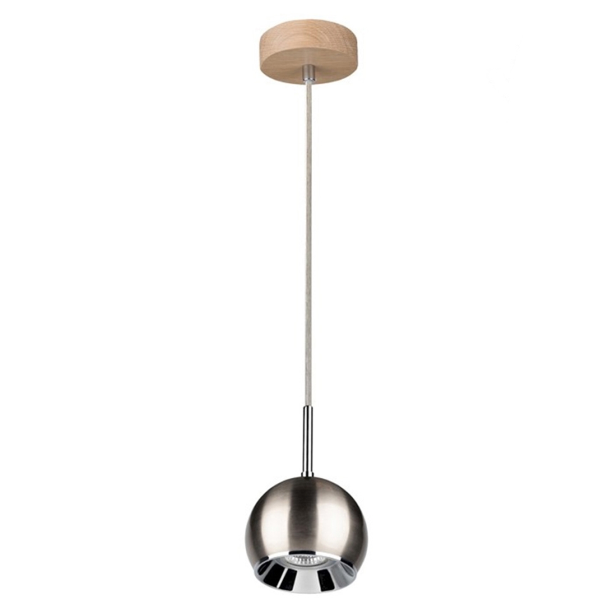 LED Lestenec na vrvici BALL WOOD 1xGU10/5W/230V mat hrast