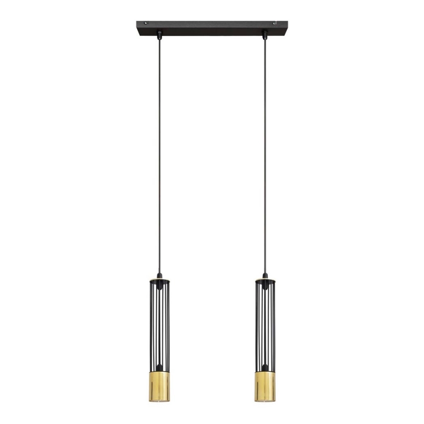 LED Lestenec na vrvici BARS 2xGU10/4,8W/230V črna/zlato