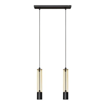 LED Lestenec na vrvici BARS 2xGU10/4,8W/230V črno/zlata