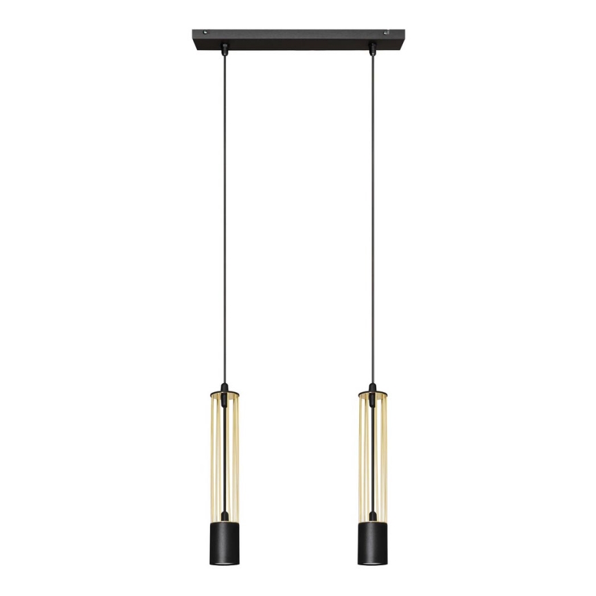 LED Lestenec na vrvici BARS 2xGU10/4,8W/230V črno/zlata