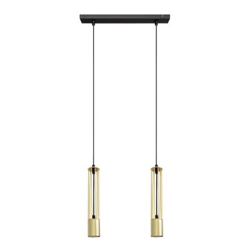 LED Lestenec na vrvici BARS 2xGU10/4,8W/230V zlata/črno