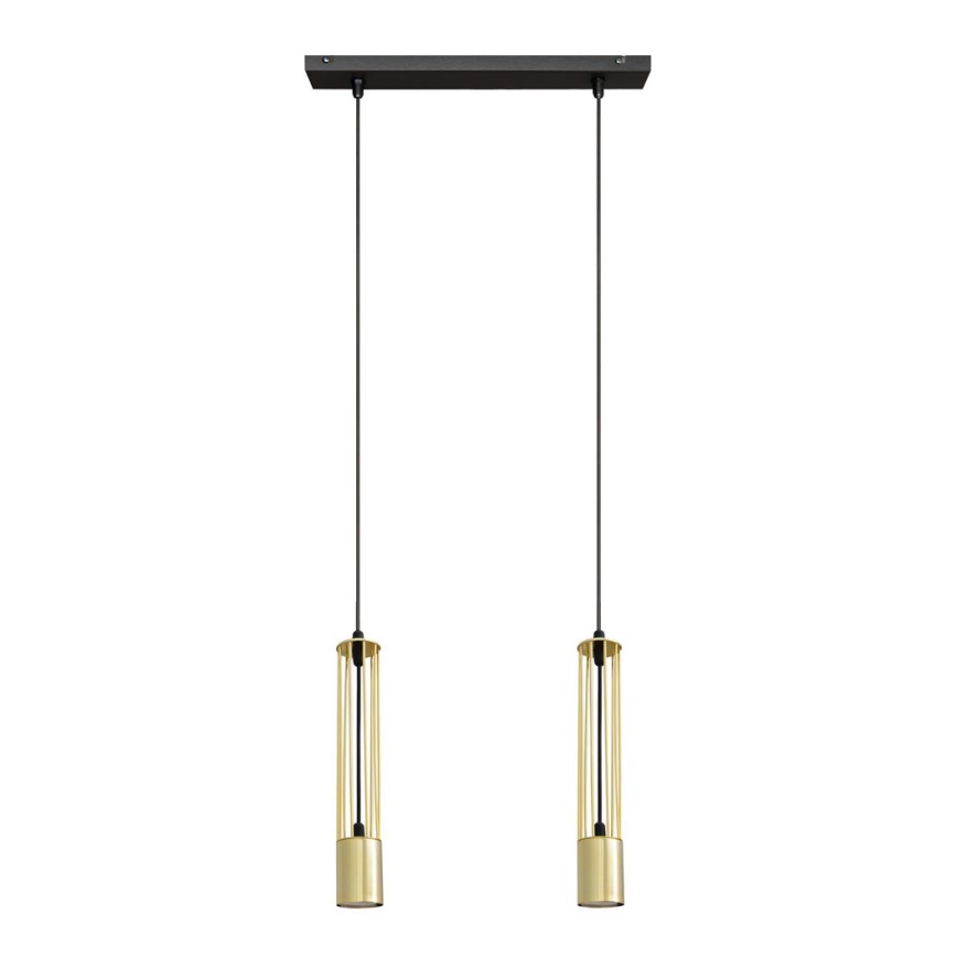 LED Lestenec na vrvici BARS 2xGU10/4,8W/230V zlata/črno