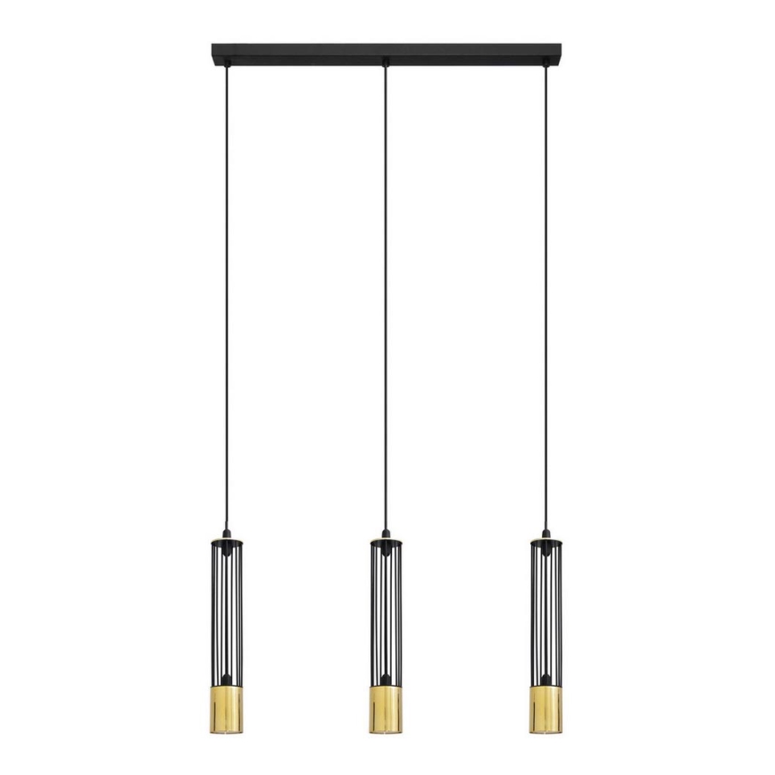 LED Lestenec na vrvici BARS 3xGU10/4,8W/230V črna/zlato