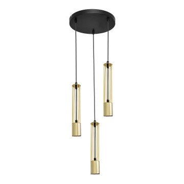 LED Lestenec na vrvici BARS 3xGU10/4,8W/230V zlato/črna