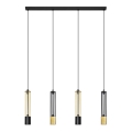 LED Lestenec na vrvici BARS 4xGU10/4,8W/230V črna/zlata