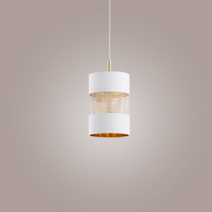 LED lestenec na vrvici BOGART 1xE27/15W/230V bela/zlata