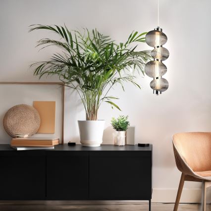 LED Lestenec na vrvici BOLLA LED/17W/230V pr. 16 cm sijajni krom/dimna