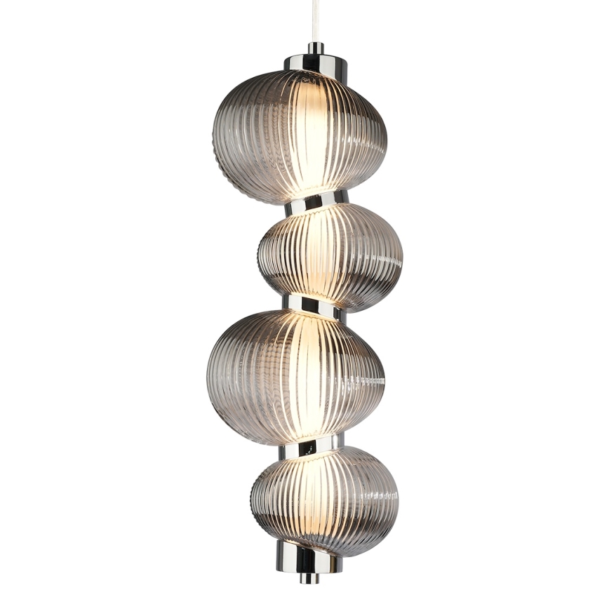 LED Lestenec na vrvici BOLLA LED/17W/230V pr. 16 cm sijajni krom/dimna