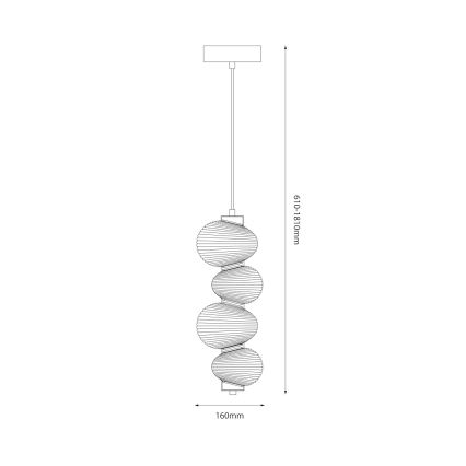 LED Lestenec na vrvici BOLLA LED/17W/230V pr. 16 cm zlata/dimna