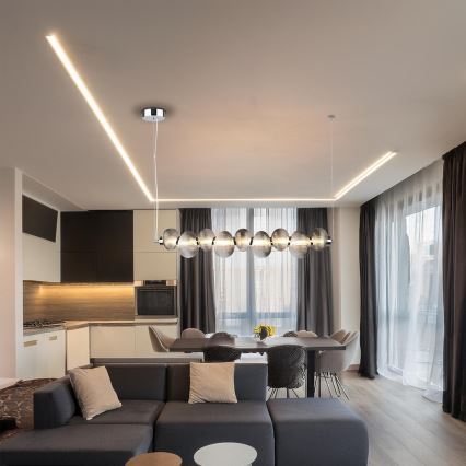 LED Lestenec na vrvici BOLLA LED/32W/230V sijajni krom/dimna