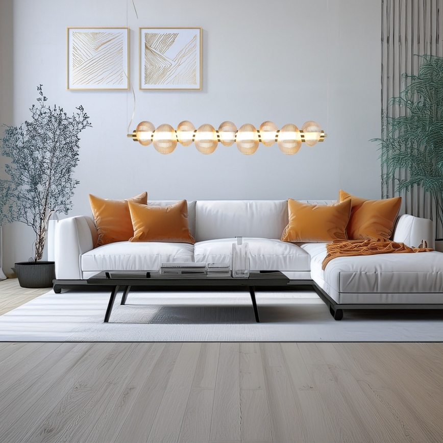 LED Lestenec na vrvici BOLLA LED/32W/230V zlata/dimna