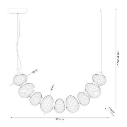 LED Lestenec na vrvici BOLLA LED/36W/230V sijajni krom/dimna