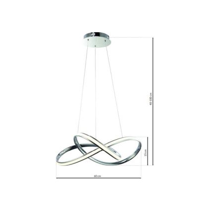 LED Lestenec na vrvici CAPPIO LED/36W/230V sijajni krom