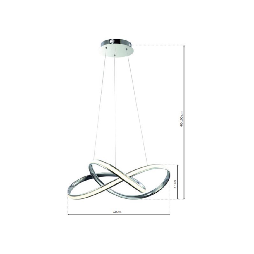 LED Lestenec na vrvici CAPPIO LED/36W/230V sijajni krom
