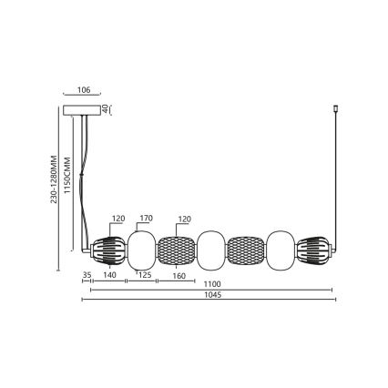 LED Lestenec na vrvici CARO LED/42W/230V sijajni krom
