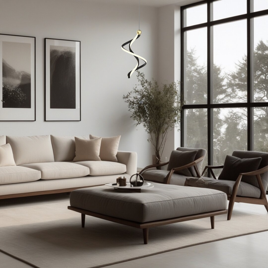 LED Lestenec na vrvici COLIA LED/19W/230V črna/zlata