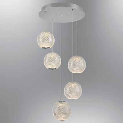 LED lestenec na vrvici CREMONA 5xLED/5W/230V 3000K matni krom