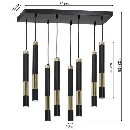 LED Lestenec na vrvici DALLAS 8xGU10/3W/230V